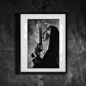 Nun With A Gun, Lindsay Lohan in "Machete 2010" - HQ  Print Framed Matted